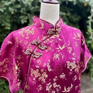 Vintage Purple and Gold Vietnamese Satin Top